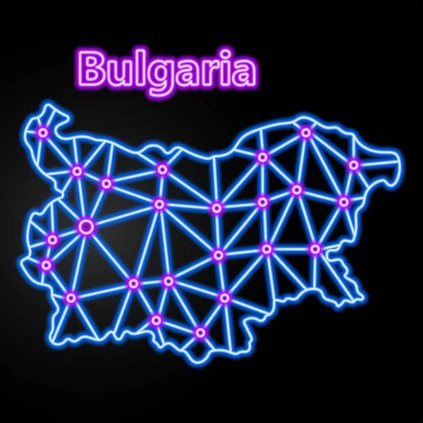 Bulgarien Neon Karta Isolerad Vektor Illustration — Stock vektor