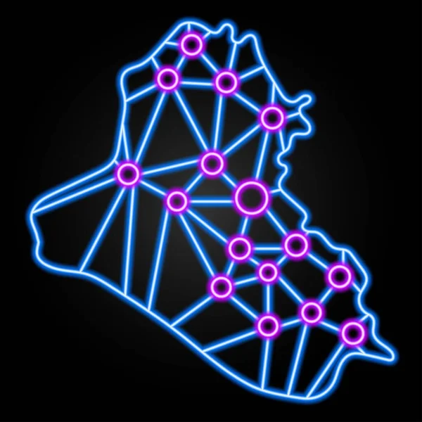 Neon Iraq Map Icon Isolated Vector Illustration — 图库矢量图片