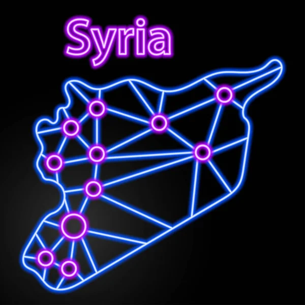 Syrien Neon Karta Isolerad Vektor Illustration — Stock vektor