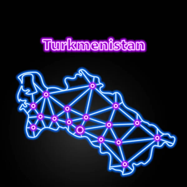 Turkmenistan Neon Map Isoled Vector Illustration — стоковий вектор
