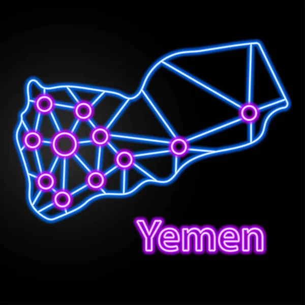 Jemen Neonkarta Isolerad Vektor Illustration — Stock vektor