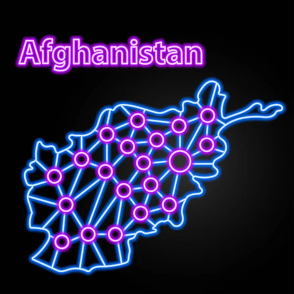 Afghanistan Karta Neon Ikon Isolerad Vektor Illustration — Stock vektor