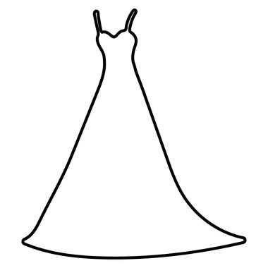 Beyaz arkaplanda gelinlik simgesi, vektör illüstrasyonu.