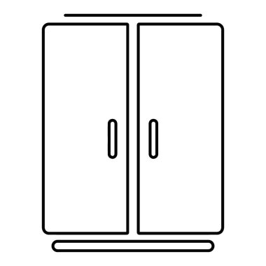 Buzdolabı simgesi beyaz arkaplanda izole edildi, vektör illüstrasyonu.