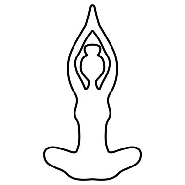 Beyaz arkaplanda meditasyon simgesi, vektör illüstrasyonu.