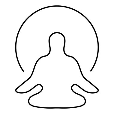 Beyaz arkaplanda meditasyon simgesi, vektör illüstrasyonu.