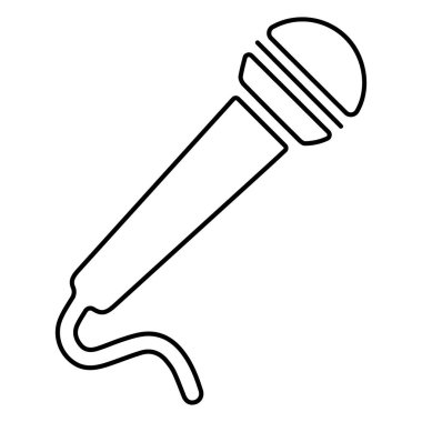 Beyaz arkaplanda mikrofon simgesi, vektör illüstrasyonu.