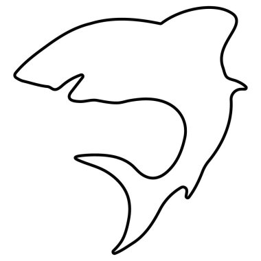 Beyaz arkaplanda izole edilmiş köpekbalığı simgesi, vektör illüstrasyonu.