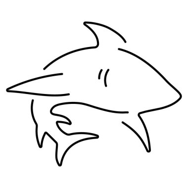 Beyaz arkaplanda izole edilmiş köpekbalığı simgesi, vektör illüstrasyonu.