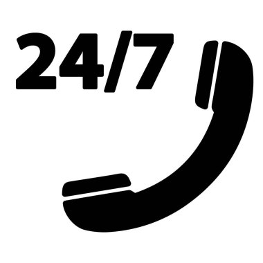 24 7 icon on white background, vector illustration.