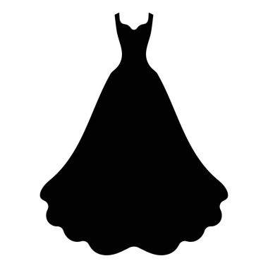 Beyaz arkaplanda gelinlik simgesi, vektör illüstrasyonu.