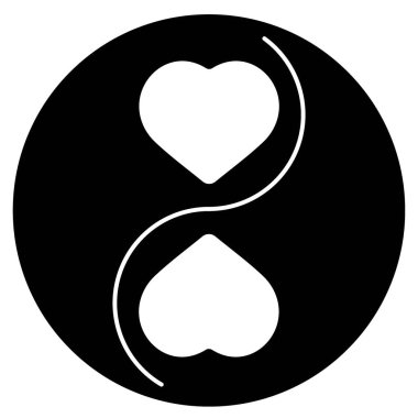 Beyaz arkaplanda yin yang simgesi, vektör illüstrasyonu.