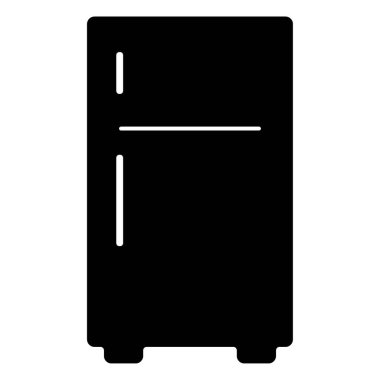 Buzdolabı simgesi beyaz arkaplanda izole edildi, vektör illüstrasyonu.