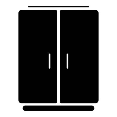 Buzdolabı simgesi beyaz arkaplanda izole edildi, vektör illüstrasyonu.