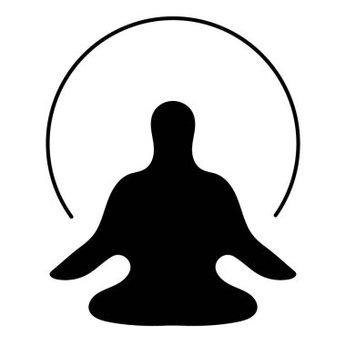 Beyaz arkaplanda meditasyon simgesi, vektör illüstrasyonu.
