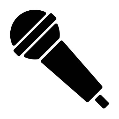 Beyaz arkaplanda mikrofon simgesi, vektör illüstrasyonu.