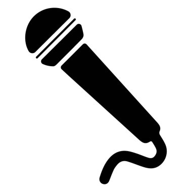 Beyaz arkaplanda mikrofon simgesi, vektör illüstrasyonu.