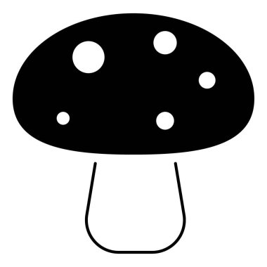 Beyaz arkaplanda mantar simgesi, vektör illüstrasyonu.