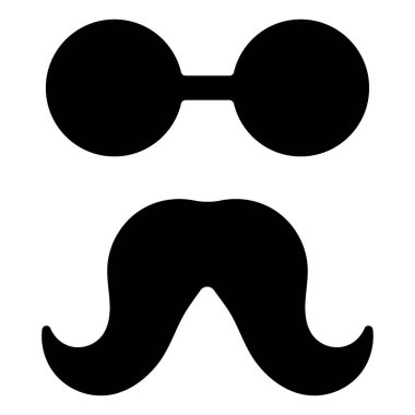 Beyaz arkaplanda bıyık simgesi, vektör illüstrasyonu.