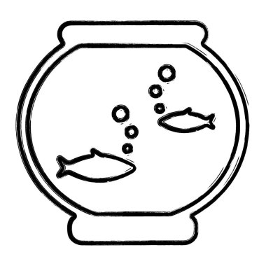 akvaryum simgesi, fırça darbeleri, vektör çizimi.