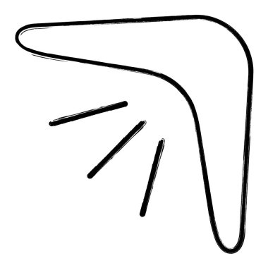 bumerang simgesi, fırça darbeleri, vektör çizimi.