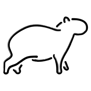 Capibara simgesi, fırça darbeleri, vektör illüstrasyonu.