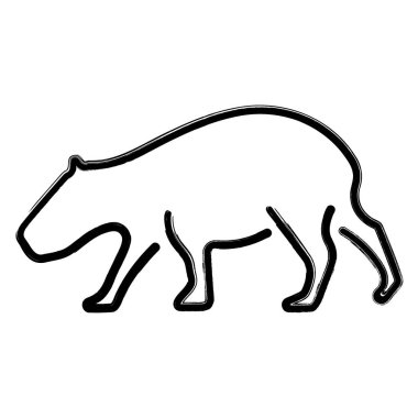 Capibara simgesi, fırça darbeleri, vektör illüstrasyonu.
