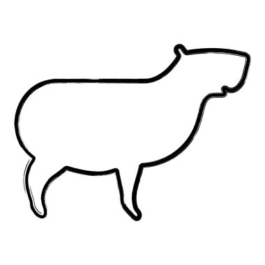 Capibara simgesi, fırça darbeleri, vektör illüstrasyonu.