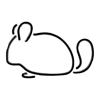 Çinçilya simgesi, fırça darbeleri, vektör illüstrasyonu.