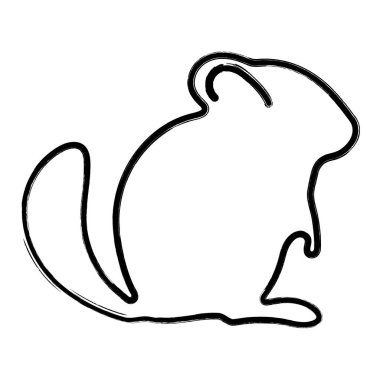 Çinçilya simgesi, fırça darbeleri, vektör illüstrasyonu.