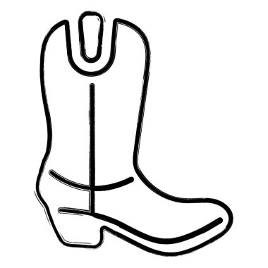 Kovboy ayakkabıları simgesi, fırça darbeleri, vektör illüstrasyonu.