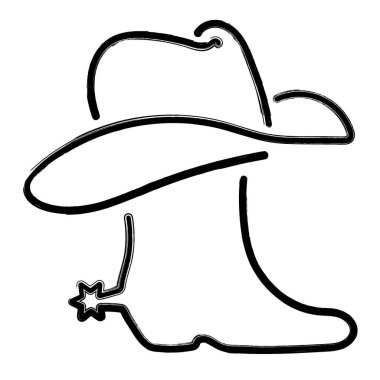 Kovboy ayakkabıları simgesi, fırça darbeleri, vektör illüstrasyonu.