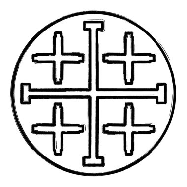 Hristiyan çapraz simgesi, fırça darbeleri, vektör illüstrasyonu.