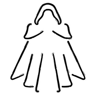 Koyu renk elbise simgesi, fırça darbeleri, vektör illüstrasyonu.