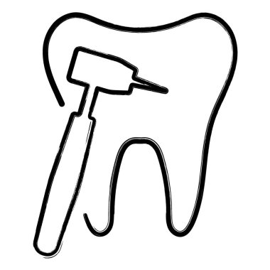 dişçi simgesi, fırça darbeleri, vektör illüstrasyonu.
