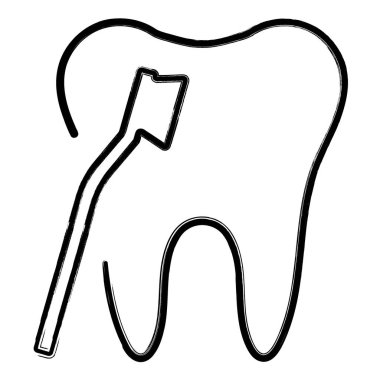 dişçi simgesi, fırça darbeleri, vektör illüstrasyonu.