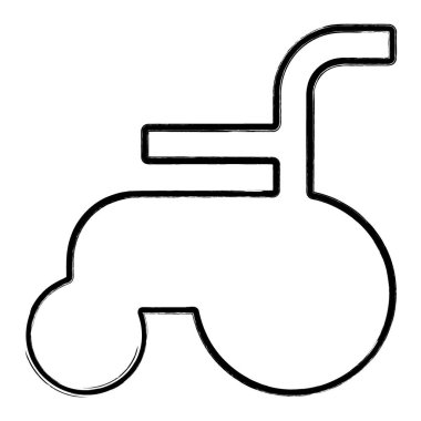 Engelli kişi simgesi, fırça darbeleri, vektör illüstrasyonu.