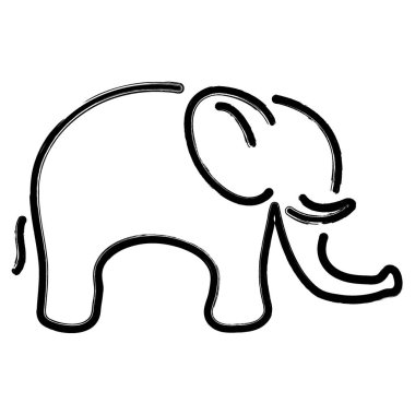 Fil simgesi, fırça darbeleri, vektör çizimi.