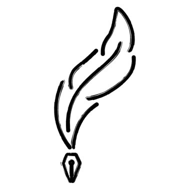 Tüy simgesi, fırça darbeleri, vektör illüstrasyonu.