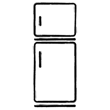 buzdolabı simgesi, fırça darbeleri, vektör illüstrasyonu.