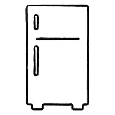 buzdolabı simgesi, fırça darbeleri, vektör illüstrasyonu.