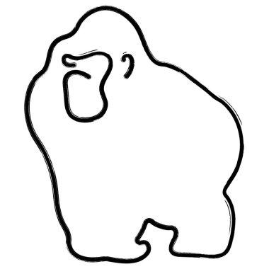 Goril simgesi, fırça darbeleri, beyaz sırtlı vektör çizimi