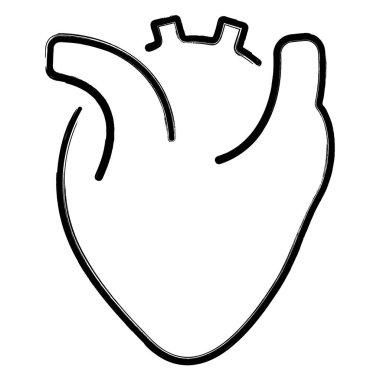 kalp organ simgesi, fırça darbeleri, vektör illüstrasyonu.