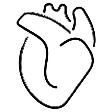 kalp organ simgesi, fırça darbeleri, vektör illüstrasyonu.