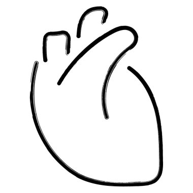 kalp organ simgesi, fırça darbeleri, vektör illüstrasyonu.