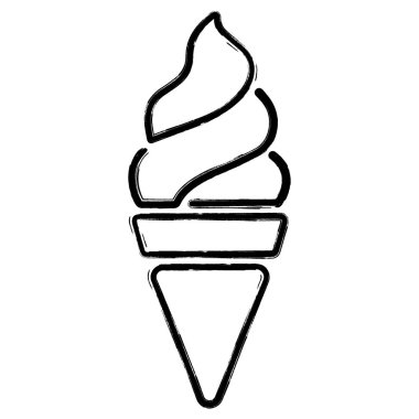 dondurma ikonu, fırça darbeleri, vektör illüstrasyonu.