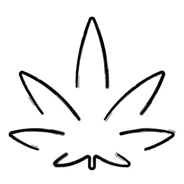 marijuana ikonu, fırça darbeleri, vektör illüstrasyonu.