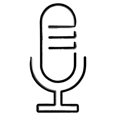 mikrofon simgesi, fırça darbeleri, vektör illüstrasyonu.