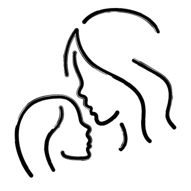 Anneler Günü simgesi, fırça darbeleri, beyaz b üzerinde vektör çizimi