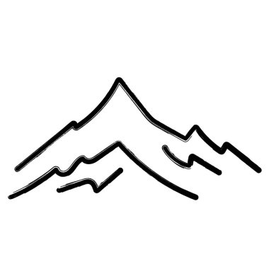 dağ simgesi, fırça darbeleri, beyaz sırt üzerinde vektör illüstrasyonu